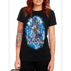 Kingdom Hearts Disney Mad Engine Black Graphic T-Shirt Womens Large Sora Mickey